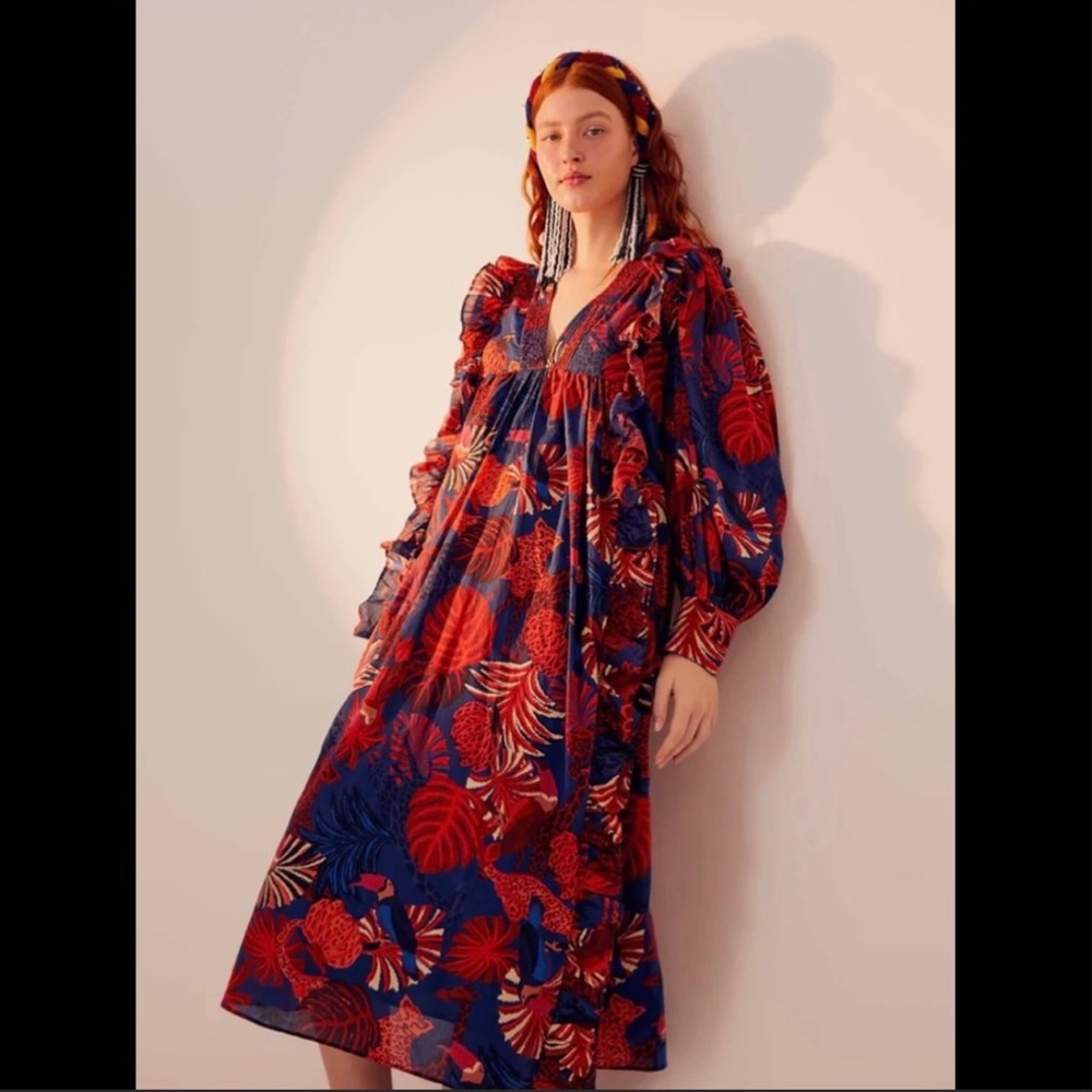 NWT FARM Rio Midi Cotton Dress Size S